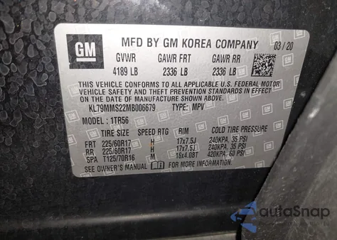 2021 Chevrolet Trailblazer Fwd Ls from USA, damaged, VIN KL79MMS22MB006679